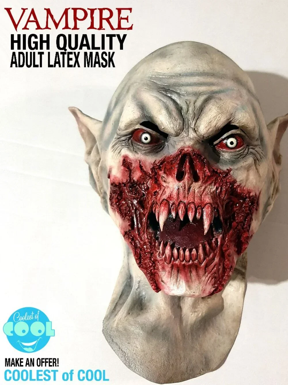 Vampire Ghoul mask latex adult pro cosplay bloody teeth scary Halloween costume